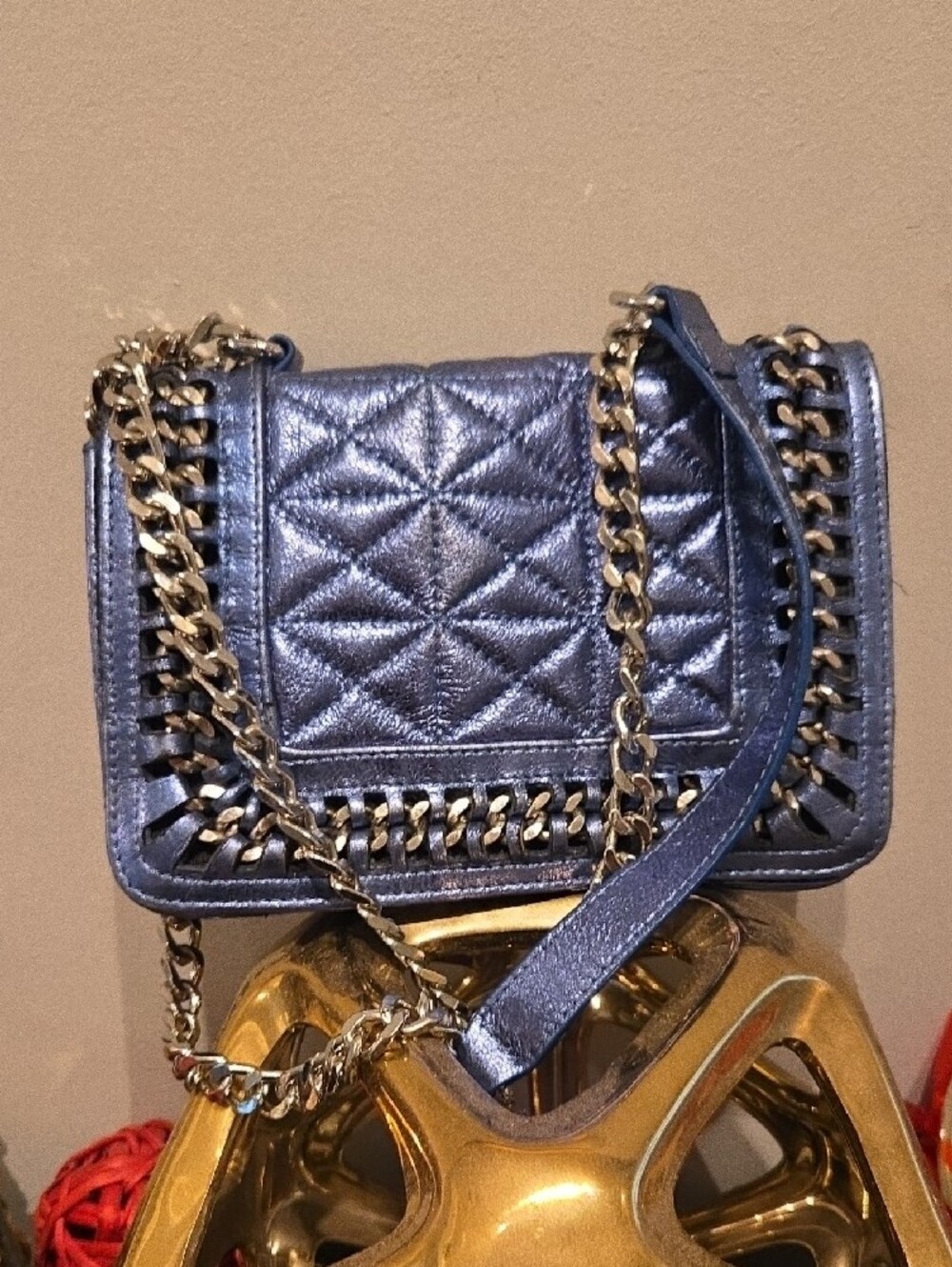 Zara Blue Metallic Handbag